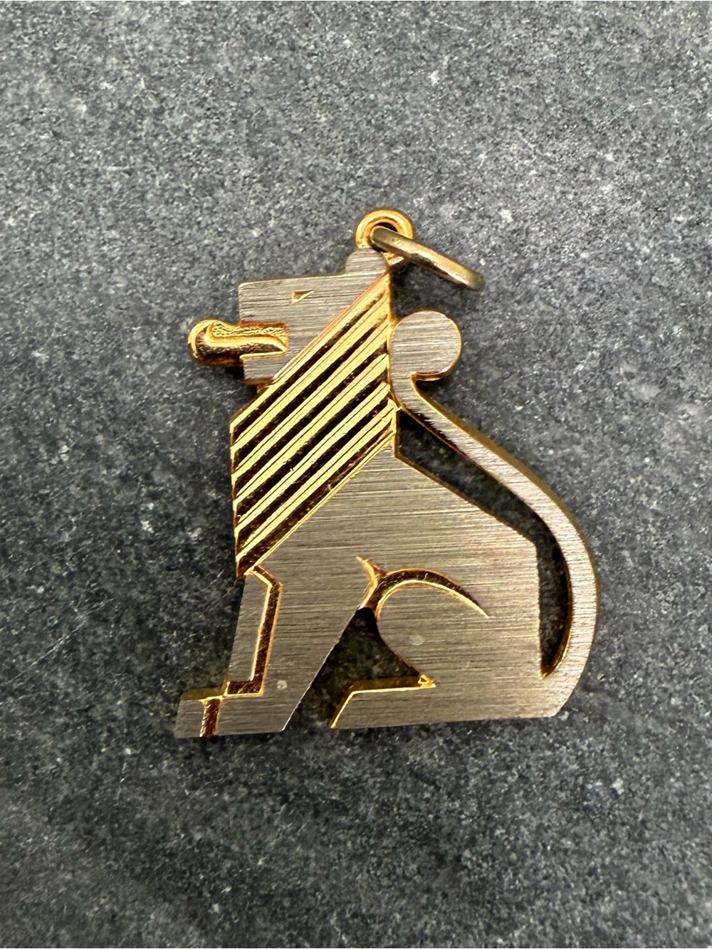 Vintage Leo Lion Zodiac Brushed Metal Gold Charm Pendant